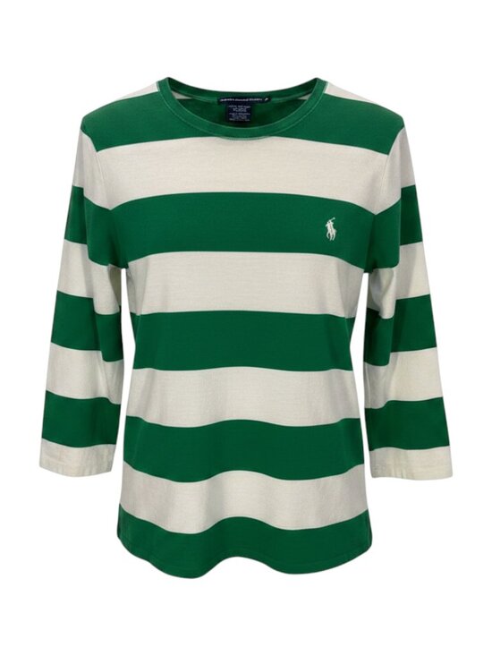Ralph Lauren Sport Tops - Ralph Lauren Sport Green White Women's Striped Tee XL Green